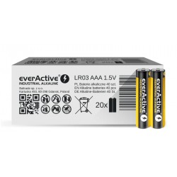 EverActive - Batterie Alcaline Industriali AAA LR03 MiniStilo 1100 Mah - Confezione Da 40 Batterie