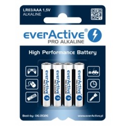 4 Batterie Pro Alcaline EverActive AAA LR03 Stilo 1250 Mah 