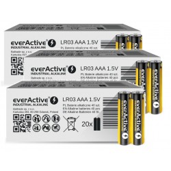 120 Batterie Batterie Alcaline EverActive Industriali AAA LR03 MiniStilo 1100 Mah